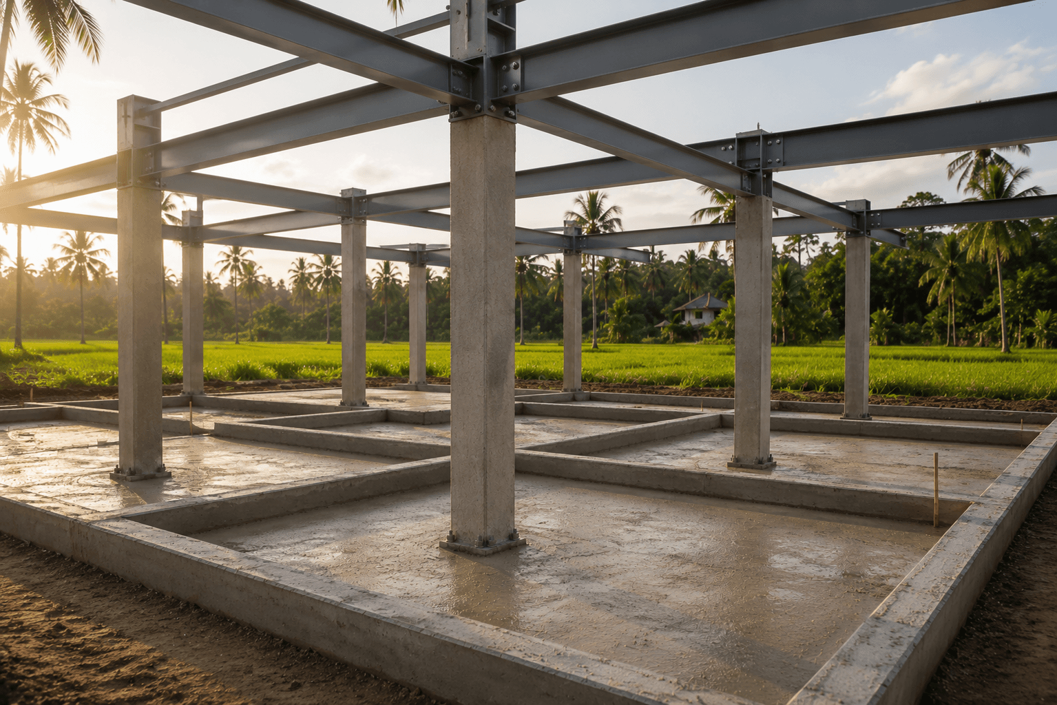 Conventional excavation-heavy foundation work on a construction site